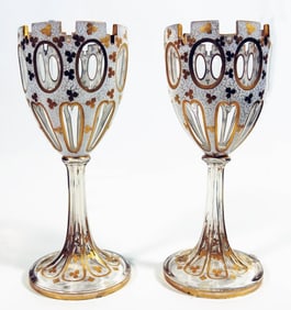 Pair Of Bohemian Glass Chalices
