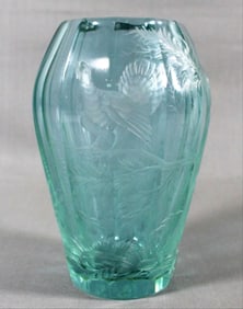 Moser Faceted And Engraved Glass Dichroic Vase