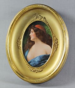 Framed Oval Painting Of A Woman