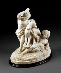 Carved Marble Bacchanalian Figural Group
