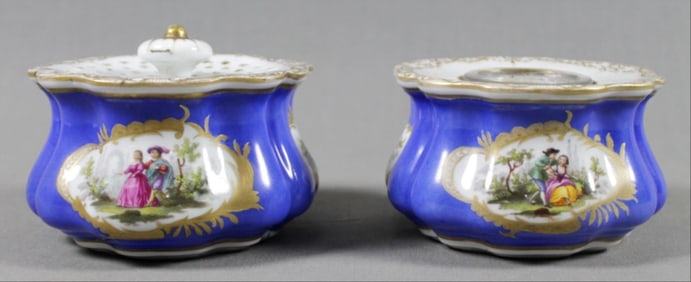 Pair Of Meissen Porcelain Desk Pieces