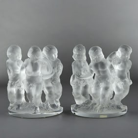 Pair Of Lalique Luxembourg Cherub Groups