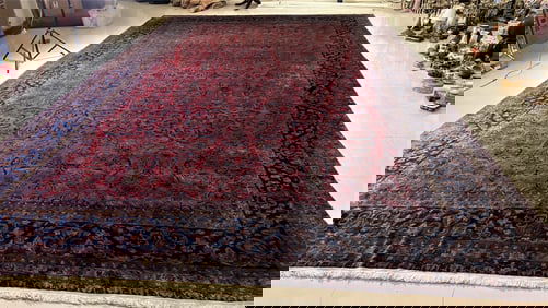 A 22' x 14' Large Palace Size Antique Circa 1920 Kashan Manchester Wool Persian Carpet Rug