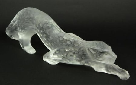 Lalique Molded Clear Glass Leopard