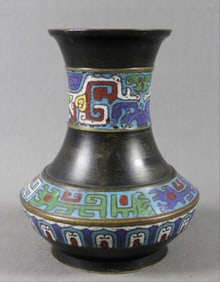 Small Chinese Bronze And Champleve Vase