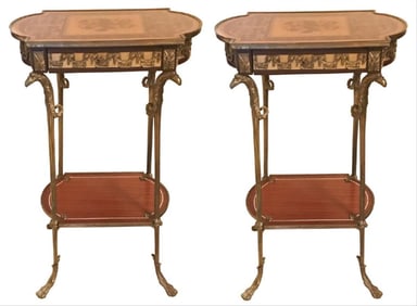 Pair Of Continental Neo-Classical Inlaid Stands