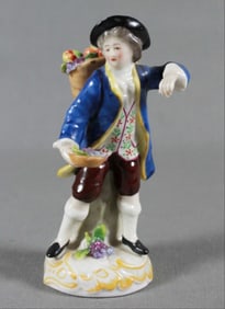 Dresden Figure Of Boy With Flowers