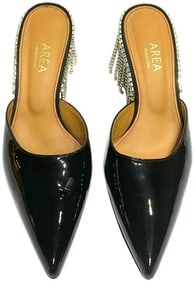 Area Black and Crystal Slide Mules Heels Size 39