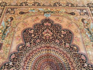 Important Oriental Pure Silk Handwoven Large Room Size Rug