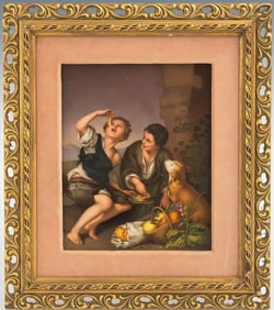 19 C. German KPM Hand Painted Porcelain Plaque After Murillo