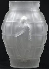 9.25" Frosted Nude Female Czech glass Vase