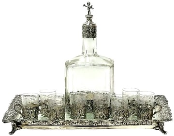 JD Schleissner & Sohne Hanau Germany Sterling Silver liqueur set for 8