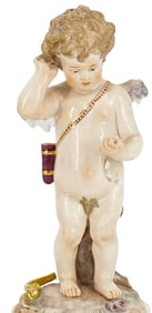 Large 7 3/4" Meissen Porcelain Cupid Cherub Figurine