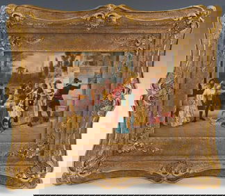 17" Large Antique 19 Century German Hand Painted KPM Porcelain Plaque