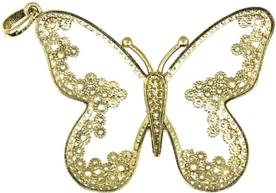14k Yellow Gold Butterfly Pendant