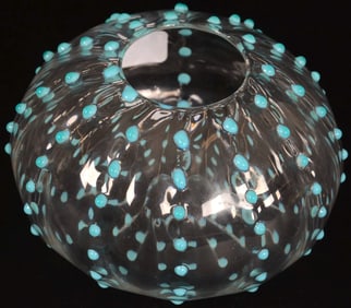 Rose Bowl, Clear Crystal Optic Ribbed Art Glass