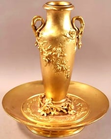 Large 13" Antique Gilt Bronze Epergne Vase