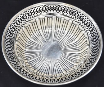 Large 9 1/2" Antique Reticulated Sterling Silver Bowl