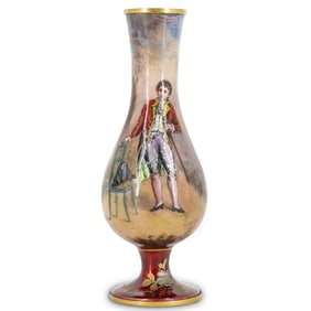 19th C. Antique French Enameled Superb Vase Signed by Dorville