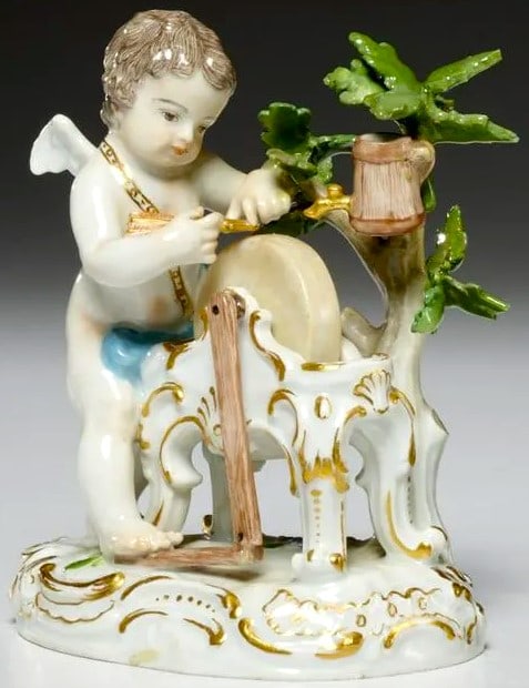 A Meissen Figure of Cupid Sharpening his Arrows 19th Century (1 of 7)