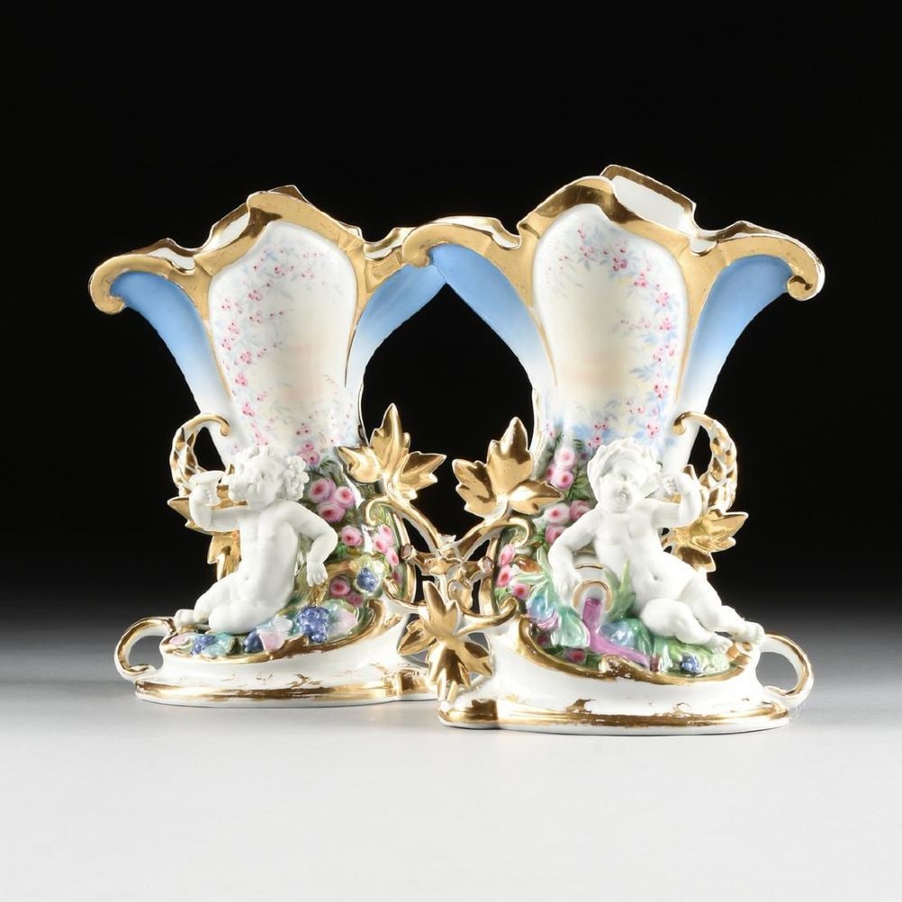 A Pair Of Old Paris Polychrome Enamel Decorated And (1 of 8)