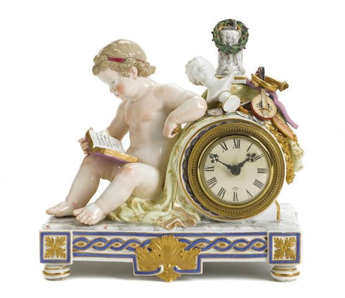 A Meissen Porcelain Figural Mantel Clock Emblematic Of (1 of 1)
