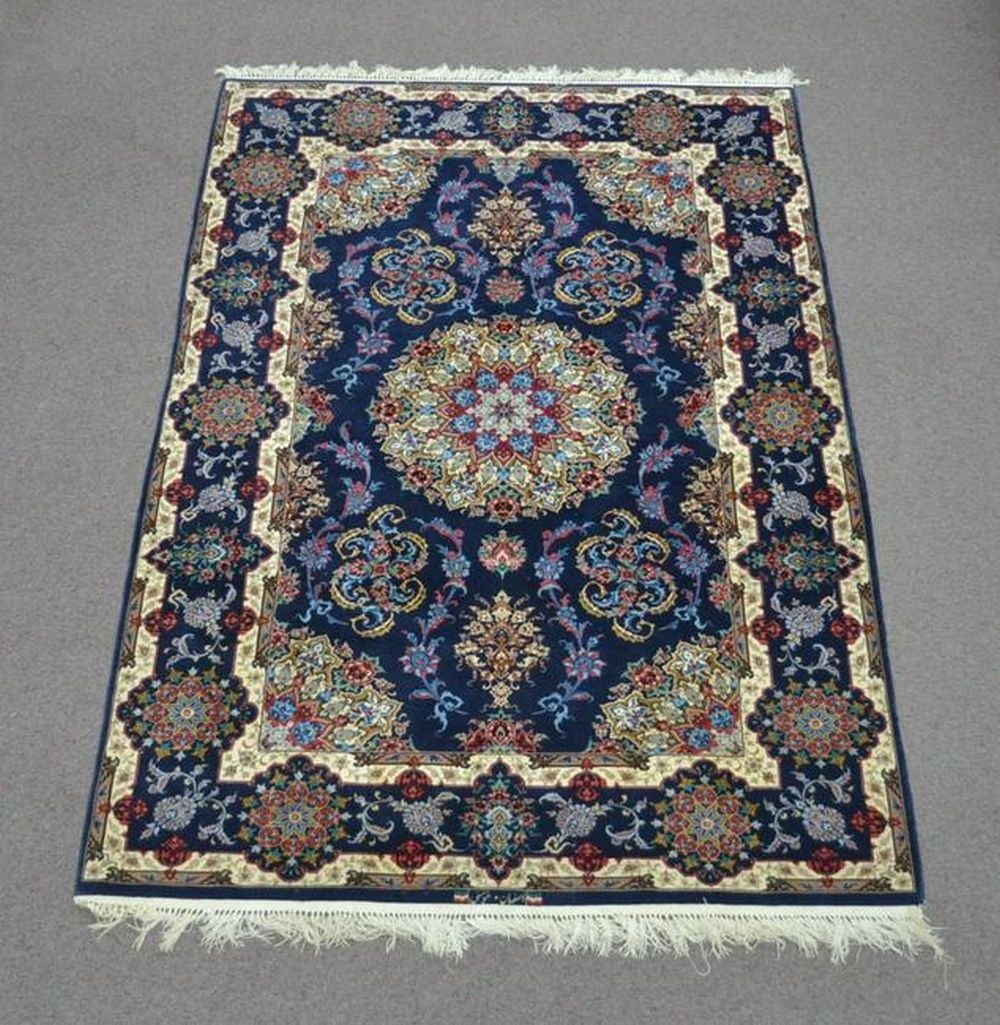 5'x7' Signed Isfahan Authentic Persian Hand-Knotted Wool & Silk Area Rug (1 of 8)