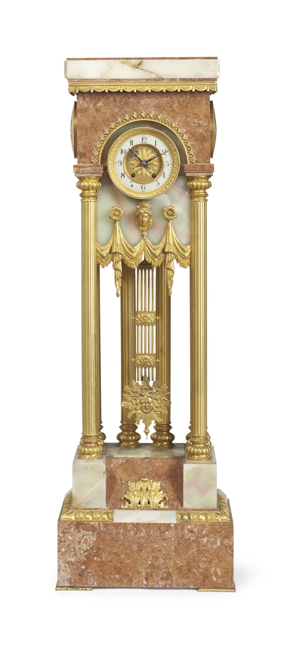 French Ormolu-Mounted Onyx And Marble Pedestal-Clock (1 of 1)
