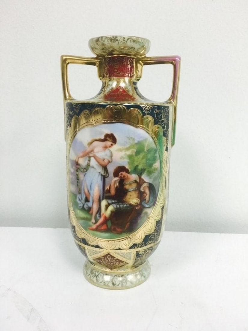 Hand Painted Signed Royal Vienna Vase 8" (1 of 6)