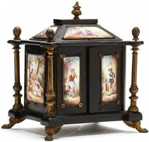 A 19Th C. Austrian Vienna Viennese Enamel Ebonized Wood Jewelry Casket Box (1 of 8)