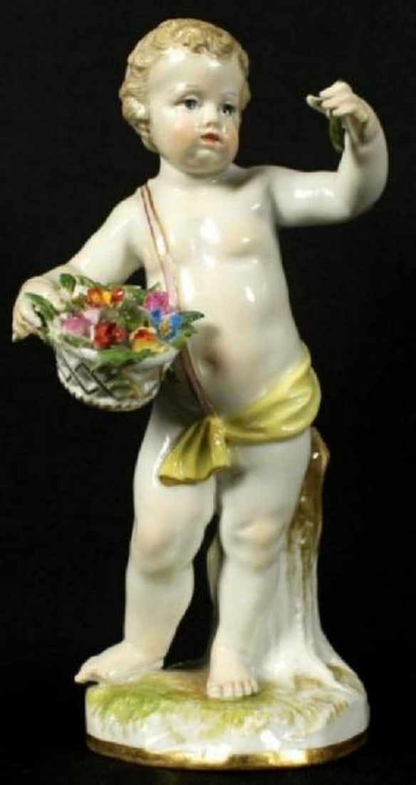 19Th C. Meissen Figure Of Boy With Flowers (1 of 5)