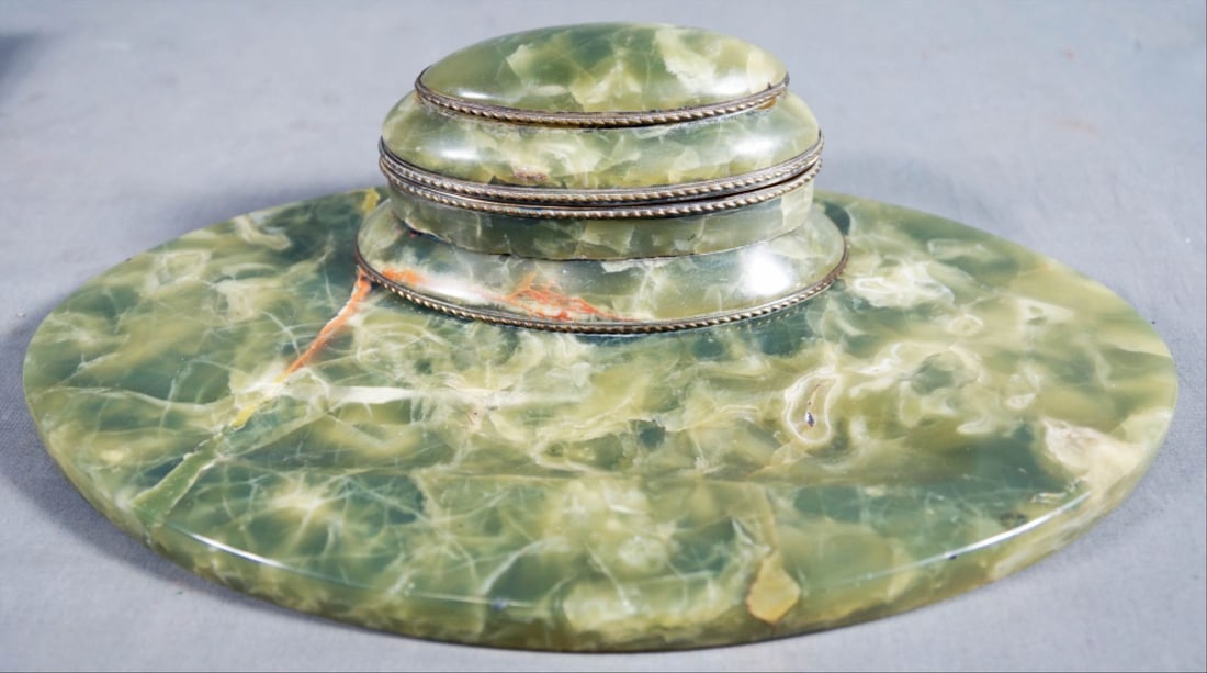 Onyx Inkwell: 16" W 10" D 4.5" H