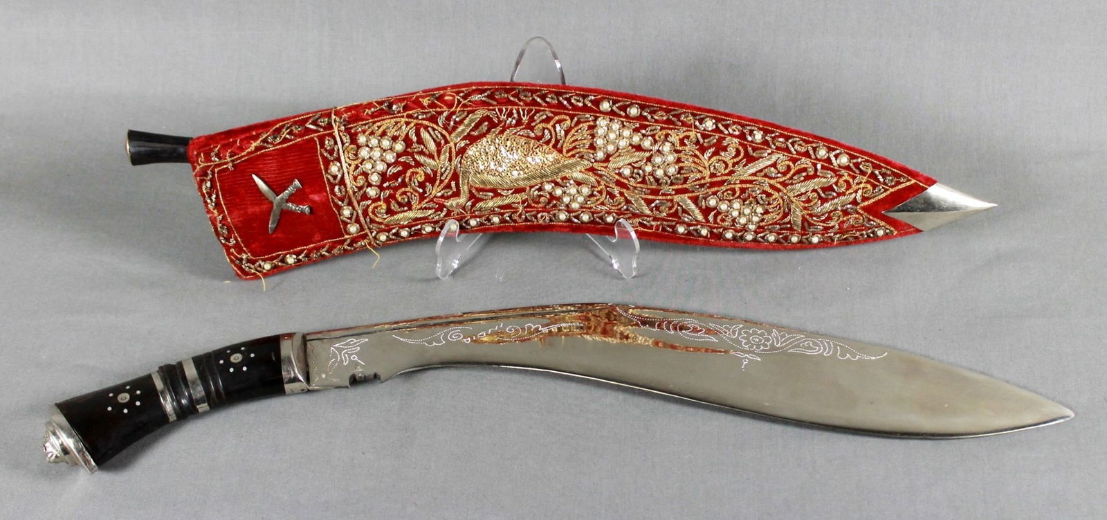 Indian Machete Knife, Khukuri Style With Faux Pearl (1 of 7)