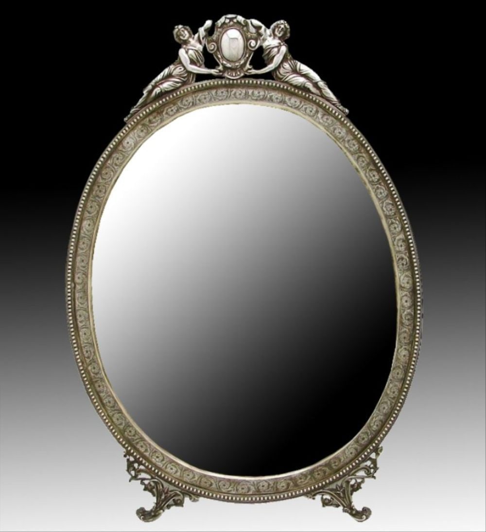 Sterling Silver Chased Wall Dresser Mirror And Frame (1 of 8)