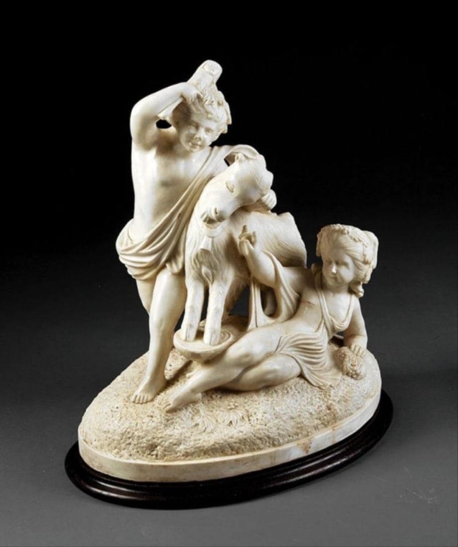 Carved Marble Bacchanalian Figural Group (1 of 1)