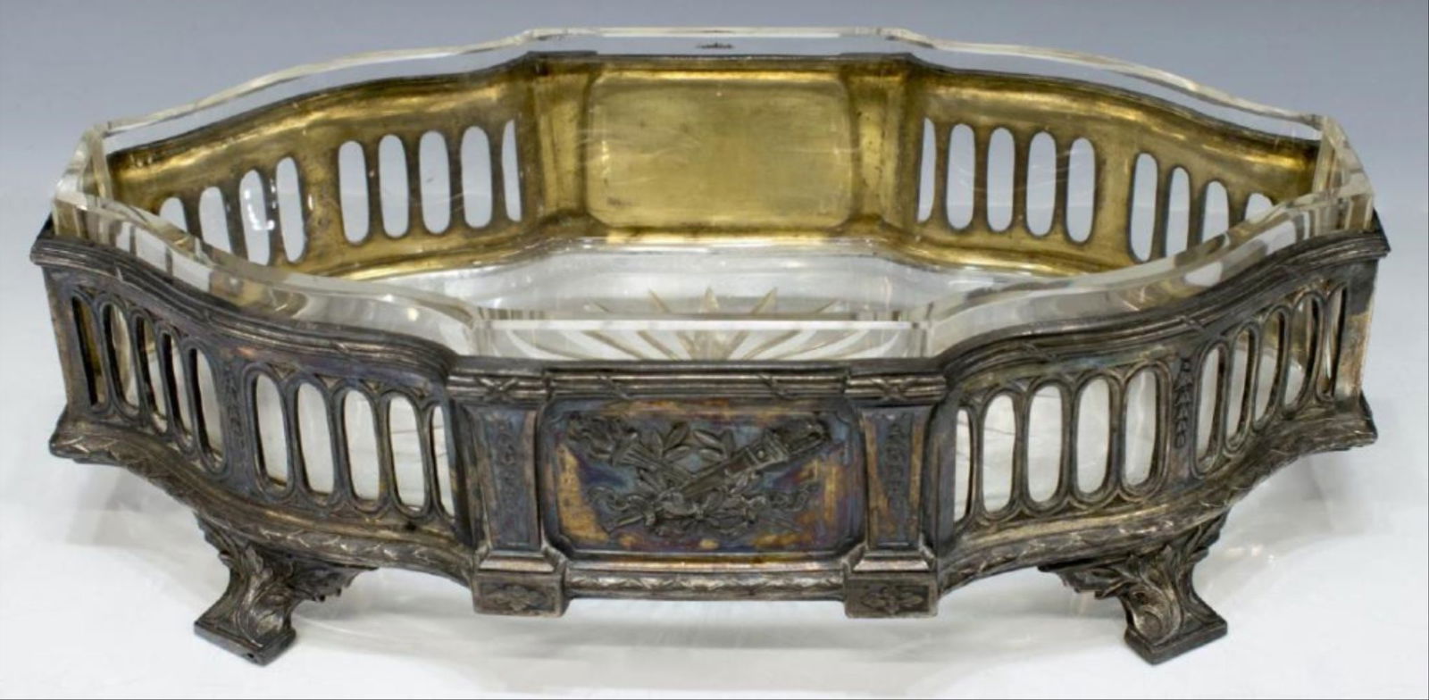 Antique Silverplated Openworked Centerpiece W/ Glass (1 of 1)