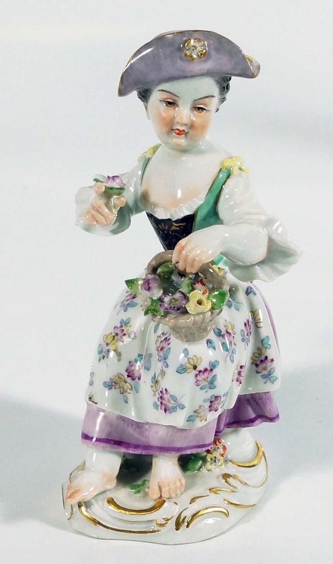 Meissen Porcelain Figure Of Girl With Flower Basket (1 of 3)