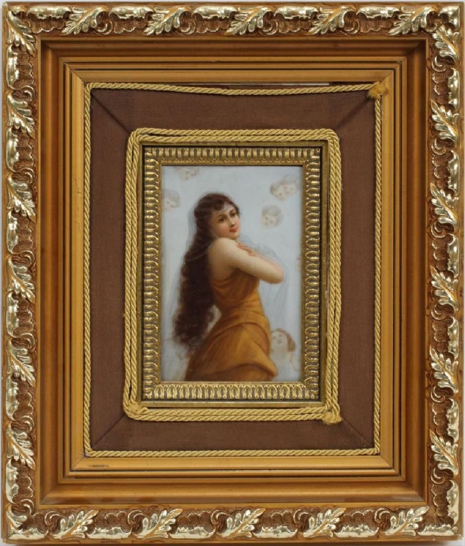Kpm German Hand Painted Porcelain Plaque, C. 1900 (1 of 4)