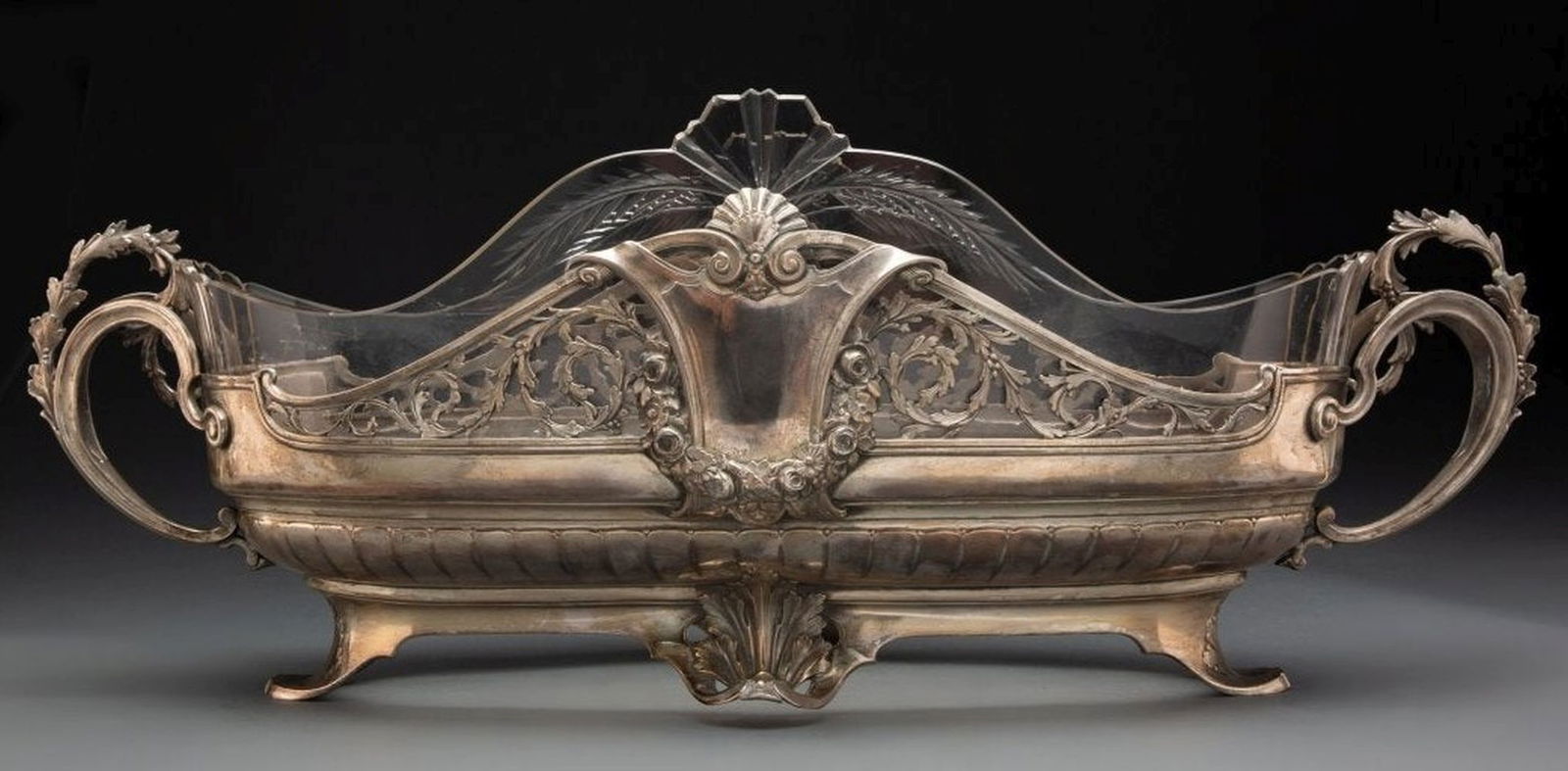 German Silver-Plated Metal Centerpiece With Glas (1 of 3)