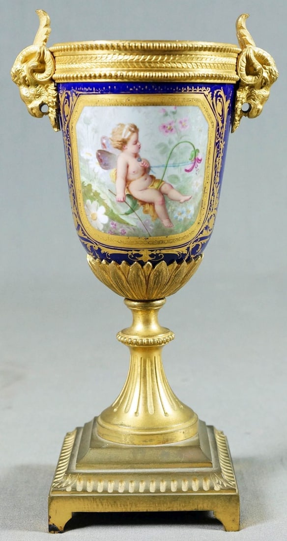 Small French Sevres Style Bronze Mounted Porcelain (1 of 7)