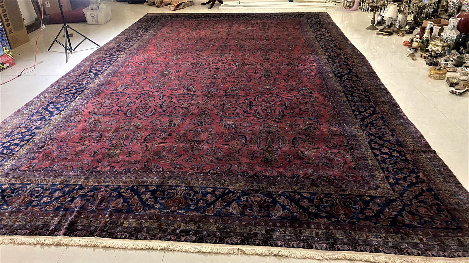 A 22' x 14' Large Palace Size Antique Circa 1920 Kashan Manchester Wool Persian Carpet Rug (1 of 5)