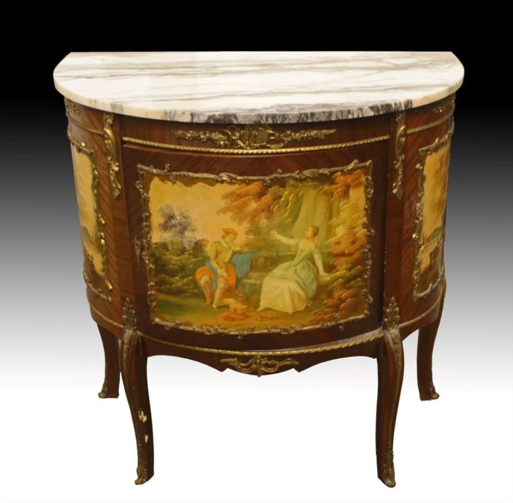 Louis Xv Style Painted And Mahogany Marble Top Commode (1 of 4)