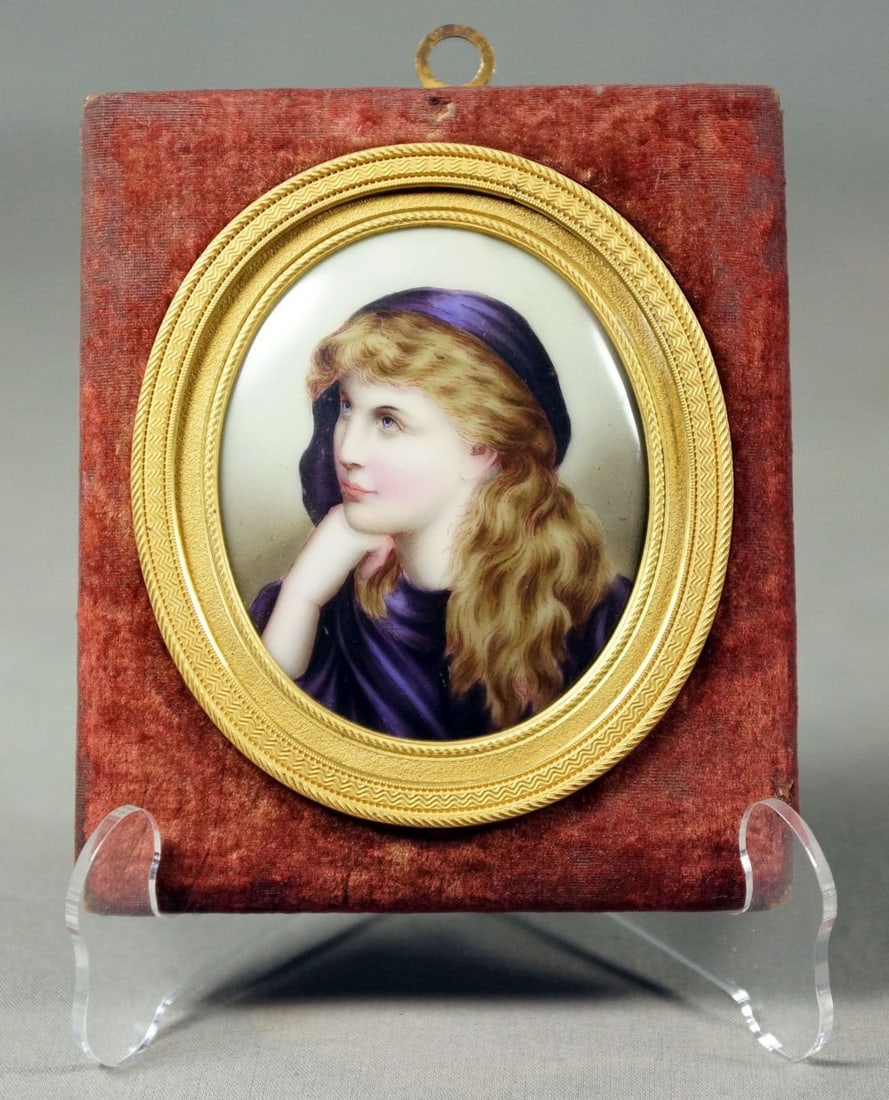 Framed Kpm Plaque Of Women With Purple Shawl (1 of 3)