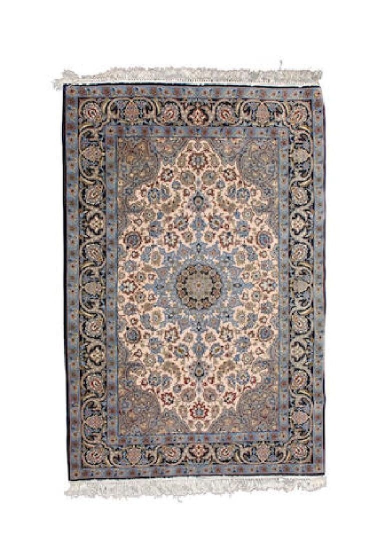 An Lsphahan Silk Foundation Rug: Circa 1980 dimensions approxiamtely 5ft 7in x 3ft 10in (170 x 117cm)