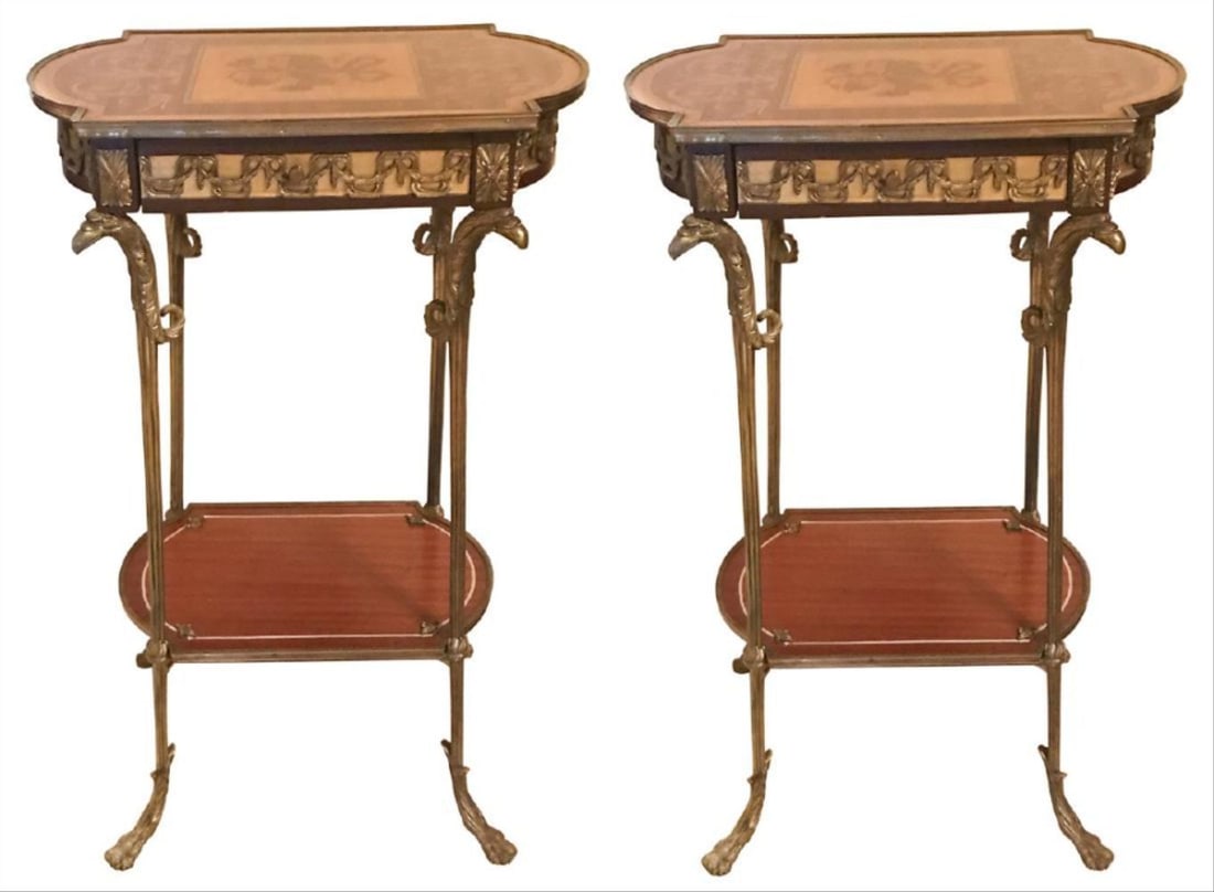 Pair Of Continental Neo-Classical Inlaid Stands (1 of 4)