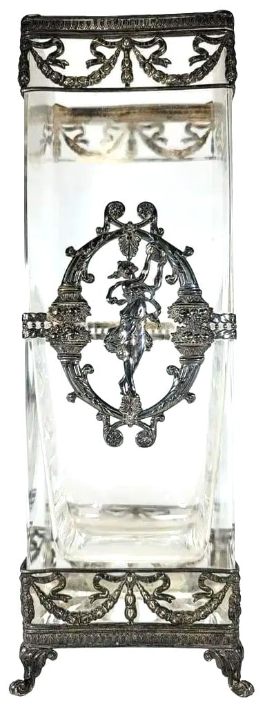 Antique French Baccarat style bronze & glass vase (1 of 6)