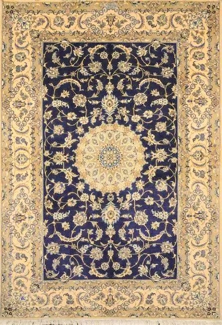 An original Habibian Hand Knotted Wool & Silk Persian Nain Carpet Rug 7.75 x 5.25 FT (1 of 9)