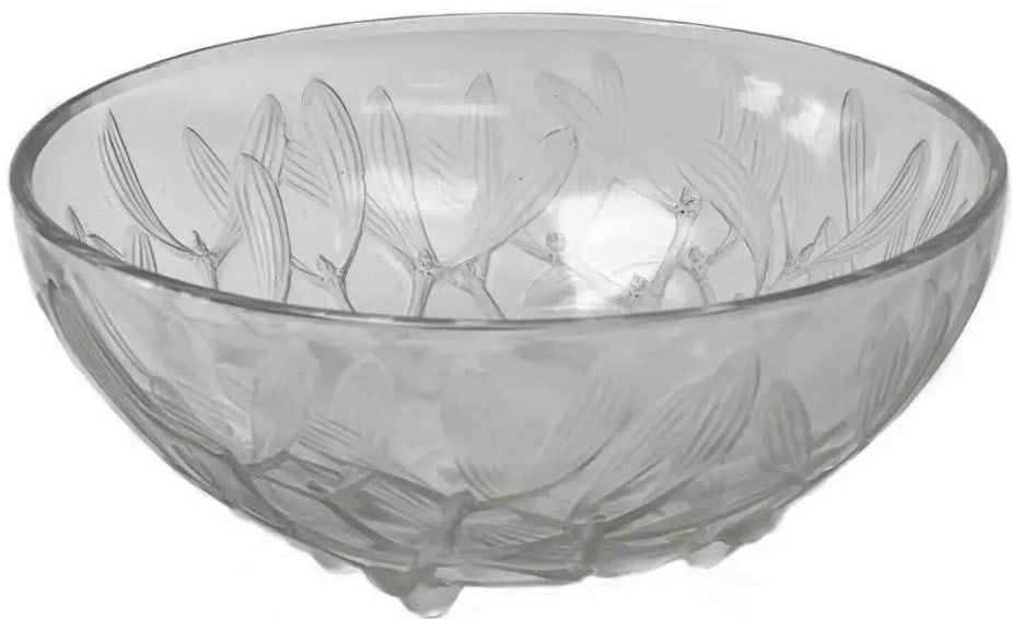 Rene Lalique France Clear Cut Glass Gui Centerpiece Bowl, Mistletoe Leaves (1 of 1)