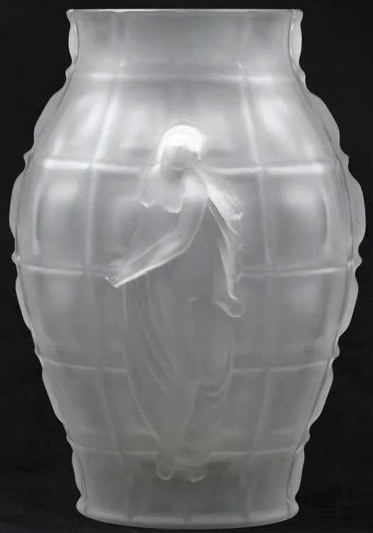 9.25" Frosted Nude Female Czech glass Vase: 9.25" Frosted Nude Female Czech Glass Vase Frosted nude female vase Approx. 9.25" H x 6.5" W x 5.75" D this is a Desna Czech glass piece