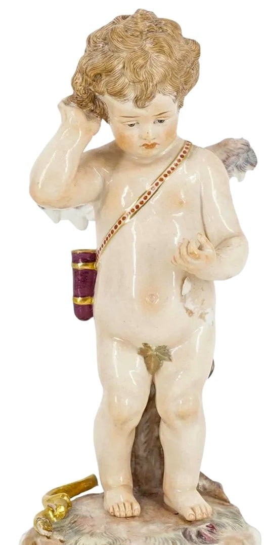 Large 7 3/4" Meissen Porcelain Cupid Cherub Figurine (1 of 6)